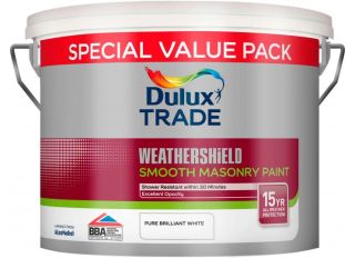 Dulux Trade Weathershield Smooth Masonry Paint Brilliant White 5L