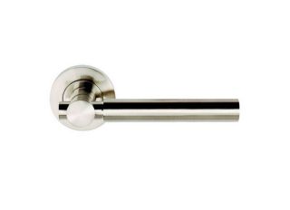 Dale Astro Lever on Round Rose Privacy Handle in Satin Nickel Polish