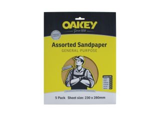 Oakey 230x280mm Medium Glass paper Sanding Sheets - Pack of 5