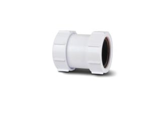 PS40 Polypipe Universal Compression Waste Straight Coupler 40mm White